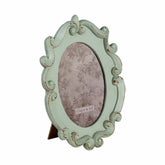 Vintage stílusú, ovális formájú, menta zöld színű asztali fényképtartó